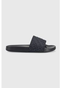 TOMMY HILFIGER - Tommy Hilfiger klapki TH MONOGRAM POOL SLIDE damskie kolor granatowy FW0FW06987. Kolor: niebieski. Materiał: materiał. Wzór: gładki