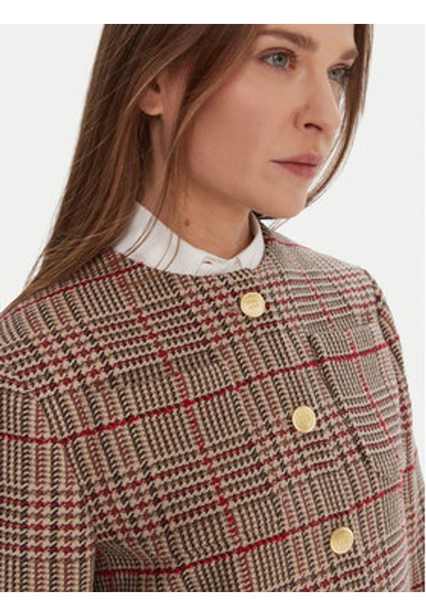 TOMMY HILFIGER - Tommy Hilfiger Marynarka WW0WW46752 Beżowy Regular Fit. Kolor: beżowy. Materiał: syntetyk