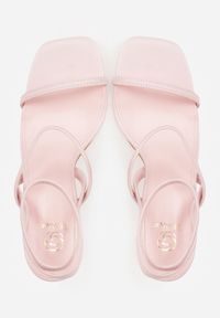 Renee - Różowe Sandały na Szpilce z Dopasowującymi się do Stopy Paskami Usinrya. Zapięcie: pasek. Kolor: różowy. Materiał: satyna. Wzór: paski. Obcas: na szpilce. Wysokość obcasa: średni #5