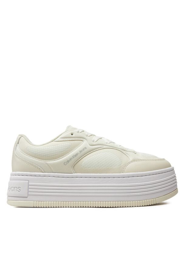 Calvin Klein Jeans Sneakersy Bold Platf Low Lace Mix In Mtl YW0YW01471 Beżowy. Kolor: beżowy. Materiał: skóra