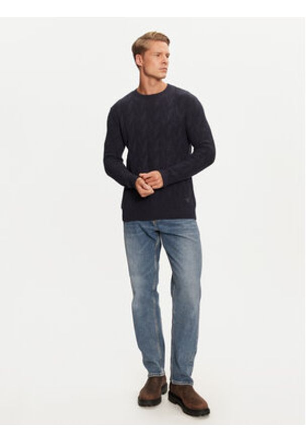 Guess Sweter M4BR19 Z3HD1 Granatowy Regular Fit. Kolor: niebieski. Materiał: bawełna, syntetyk