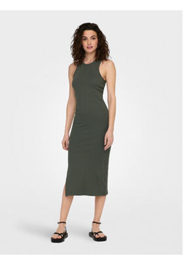 only - ONLY Sukienka codzienna Belfast 15270619 Zielony Slim Fit. Okazja: na co dzień. Kolor: zielony. Materiał: bawełna. Typ sukienki: proste. Styl: casual