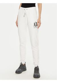 Armani Exchange Spodnie dresowe 8NYPCX YJ68Z 1000 Biały Regular Fit. Kolor: biały. Materiał: bawełna