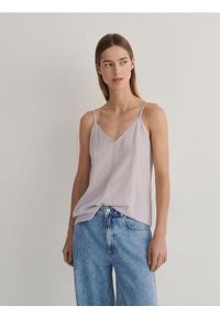 Reserved - Top z jedwabiu - lawendowy. Kolor: fioletowy. Materiał: jedwab. Wzór: gładki #1