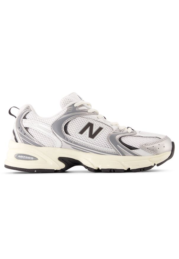 Buty unisex New Balance U530ESA – srebrne. Kolor: srebrny. Materiał: materiał, syntetyk. Szerokość cholewki: normalna. Sezon: lato. Sport: turystyka piesza