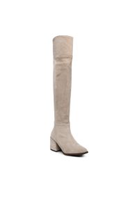 Muszkieterki Oleksy 716 809. Kolor: szary. Materiał: welur, skóra #1