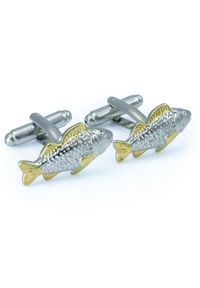 Modini - Srebrno-złote spinki do mankietów - ryby A162. Kolor: srebrny, złoty, wielokolorowy #1