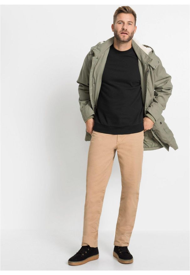 bonprix - Bluza dresowa regular fit. Okazja: na co dzień. Kolor: czarny. Materiał: dzianina, dresówka. Wzór: prążki. Styl: casual, sportowy