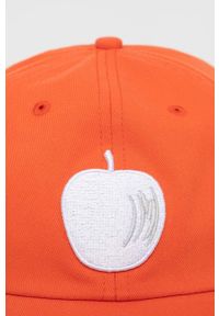 United Colors of Benetton czapka z daszkiem bawełniana kolor pomarańczowy z aplikacją. Kolor: pomarańczowy. Materiał: bawełna. Wzór: aplikacja #4