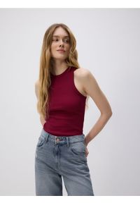 Reserved - Bawełniany top - bordowy. Kolor: czerwony. Materiał: bawełna