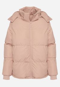 Born2be - Różowa Pudełkowa Kurtka Pikowana z Kapturem Anena. Okazja: na co dzień. Typ kołnierza: kaptur. Kolor: różowy. Materiał: jeans. Styl: klasyczny, casual, elegancki #7