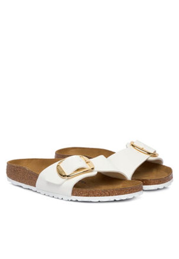 Birkenstock Klapki Madrid Big Buckle 1019814 Biały. Kolor: biały. Materiał: skóra