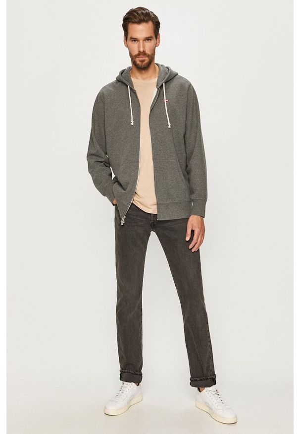 Levi's® - Levi's - Bluza. Okazja: na spotkanie biznesowe, na co dzień. Typ kołnierza: kaptur. Kolor: szary. Materiał: dzianina. Wzór: gładki. Styl: casual, biznesowy