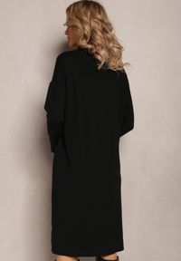 Renee - Czarna Basic Sukienka Midi ze Sweterkowej Dzianiny z Szerokim Golfem Amille. Typ kołnierza: golf. Kolor: czarny. Materiał: dzianina. Typ sukienki: proste. Długość: midi #2