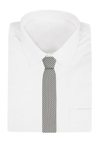 Krawat Męski - Angelo di Monti - Drobna Krateczna, Odcień Beżu i Granat. Kolor: wielokolorowy. Materiał: tkanina. Styl: elegancki, wizytowy