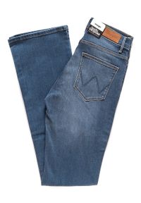 Wrangler - WRANGLER HIGH RISE BOOTCUT MISTY BLUE W27UU486L. Stan: podwyższony. Wzór: aplikacja