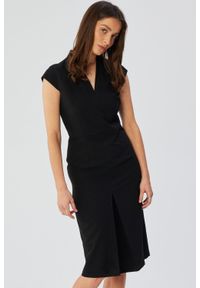 Stylove - Elegancka sukienka ołówkowa midi czarna. Okazja: do pracy, na spotkanie biznesowe. Kolor: czarny. Typ sukienki: ołówkowe. Styl: elegancki. Długość: midi #1
