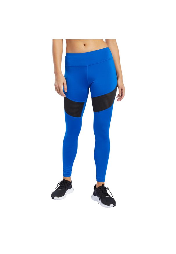 Spodnie do biegania damskie Reebok Wor Mesh Tight. Kolor: wielokolorowy, niebieski. Materiał: mesh