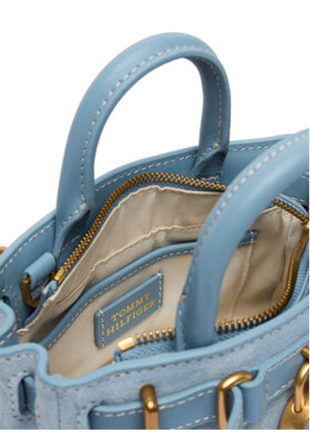 TOMMY HILFIGER - Tommy Hilfiger Torebka American Icon Micro Tote Suede AW0AW18853 Błękitny. Kolor: niebieski. Materiał: skórzane