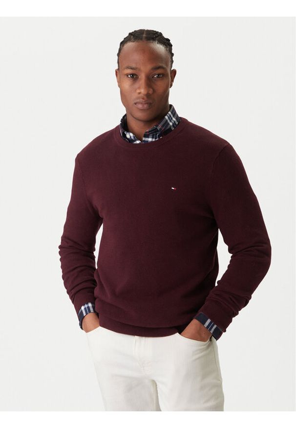 TOMMY HILFIGER - Tommy Hilfiger Sweter Essential MW0MW36347 Czerwony Regular Fit. Kolor: czerwony. Materiał: bawełna