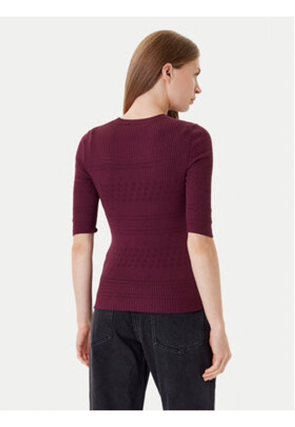 TwinSet - TWINSET Sweter 252TP3240 Bordowy Regular Fit. Kolor: czerwony. Materiał: wiskoza