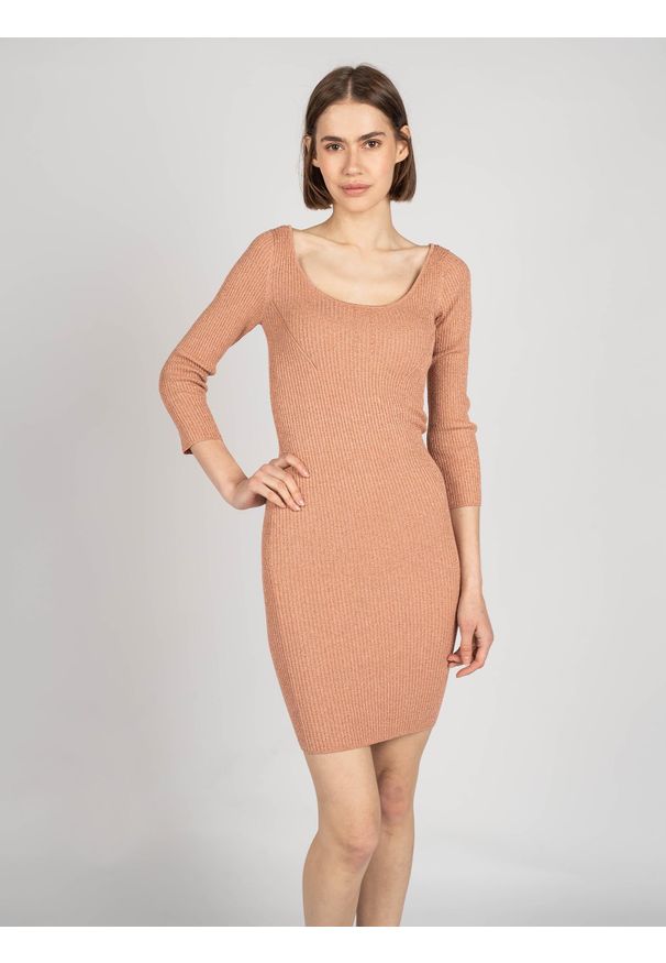 Patrizia Pepe Sukienka | 2A2078/A6V8 | Kobieta | Łososiowy. Kolor: różowy. Materiał: wiskoza, poliester, poliamid. Wzór: aplikacja. Typ sukienki: dopasowane. Długość: mini