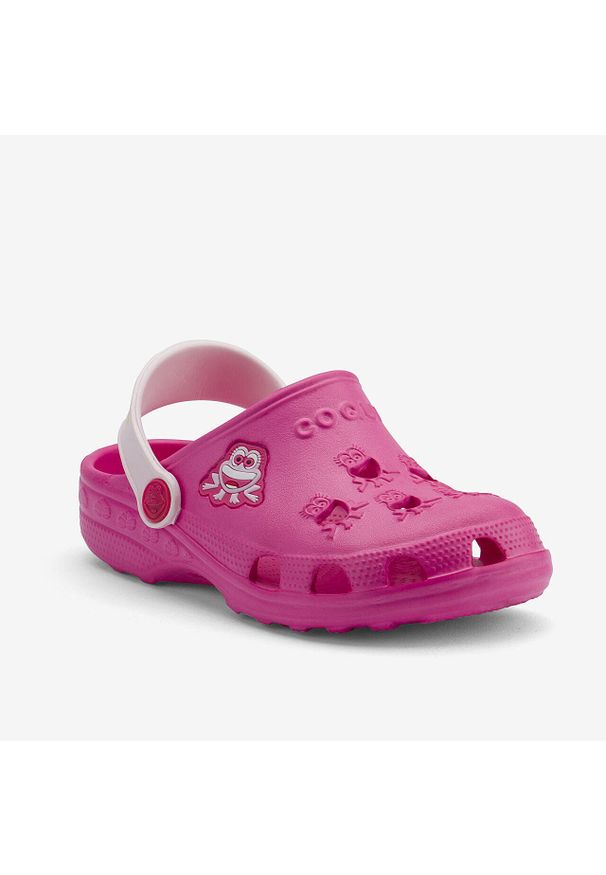 Drewniaki Coqui Little Frog dziewczęce Fluo magenta 27/28. Kolor: pomarańczowy, różowy, niebieski, wielokolorowy. Styl: sportowy