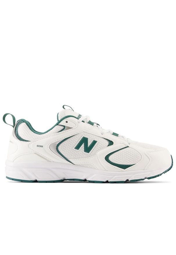 Buty unisex New Balance ML408T - białe. Kolor: biały. Materiał: syntetyk, materiał. Szerokość cholewki: normalna. Sezon: lato. Sport: turystyka piesza