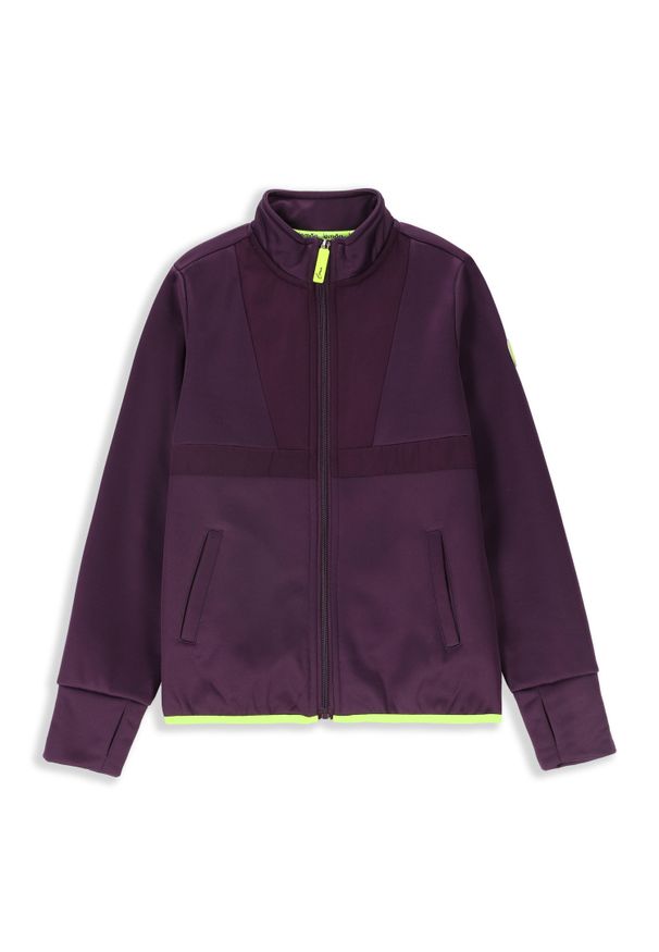 Bluza rozpinana dziecięca sportowa Lemon Explore ZL4. Typ kołnierza: kołnierzyk stójkowy. Kolor: fioletowy. Materiał: poliester. Długość rękawa: długi rękaw. Długość: długie. Sezon: zima