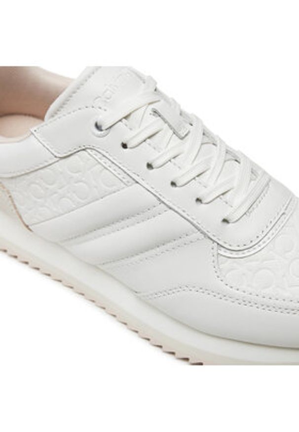 Calvin Klein Sneakersy Runner Lace Up Saff Mono HW0HW02102 Biały. Kolor: biały. Materiał: skóra