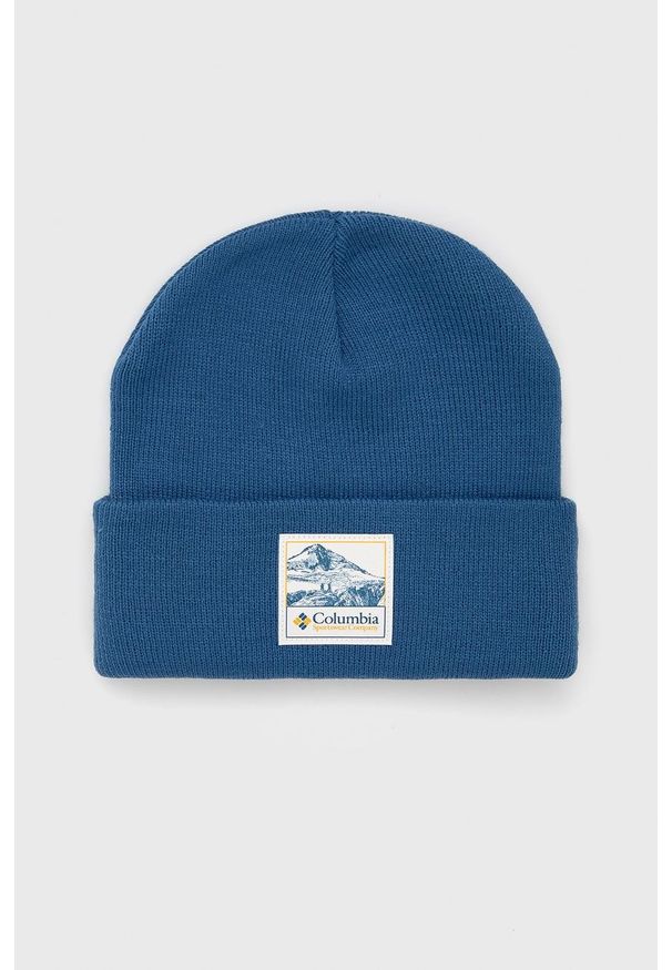columbia - Columbia czapka. Kolor: niebieski. Materiał: materiał, dzianina