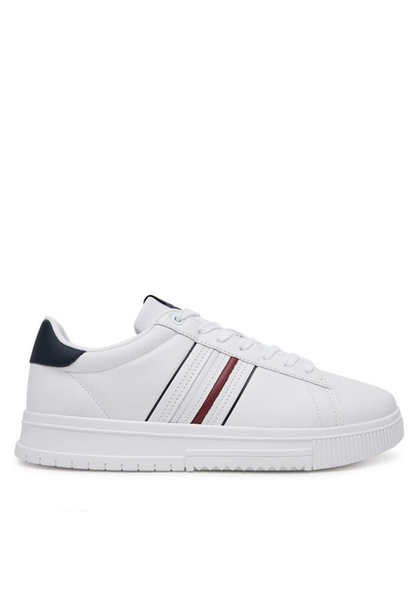 TOMMY HILFIGER - Tommy Hilfiger Sneakersy Modern Cupsole Stripes Lth FM0FM05406 Biały. Kolor: biały. Materiał: skóra