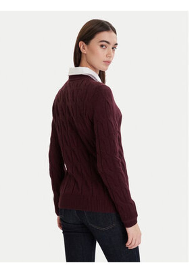 TOMMY HILFIGER - Tommy Hilfiger Sweter WW0WW43586 Bordowy Regular Fit. Kolor: czerwony. Materiał: wełna