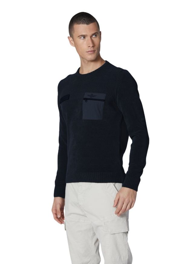 Aeronautica Militare - AERONAUTICA MILITARE Granatowy sweter męski, Rozmiar 3XL. Kolor: niebieski