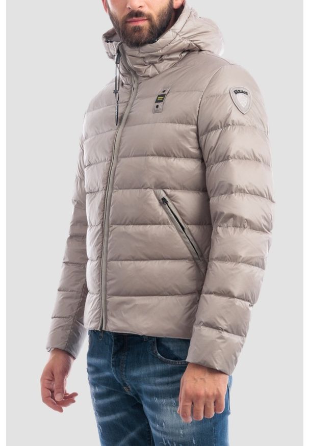 Blauer USA - BLAUER Szara kurtka męska Acton Short Jackets, Rozmiar M. Typ kołnierza: bez kaptura. Kolor: szary. Materiał: poliamid