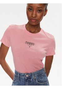 Tommy Jeans T-Shirt Essential DW0DW17839 Różowy Slim Fit. Kolor: różowy. Materiał: bawełna, syntetyk