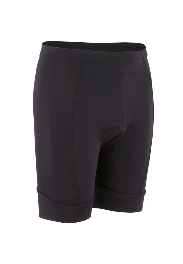 BTWIN - Spodenki rowerowe dla dzieci B'twin 100. Kolor: czarny. Materiał: poliester, materiał, elastan. Styl: sportowy. Sport: kolarstwo