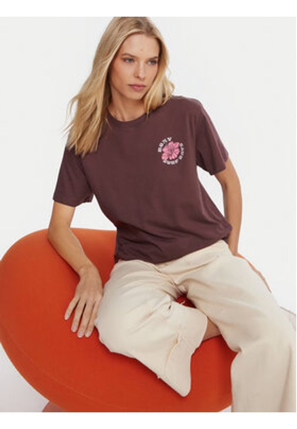 Roxy T-Shirt Hangloose The Sky ERJZT06020 Fioletowy Regular Fit. Kolor: fioletowy. Materiał: bawełna