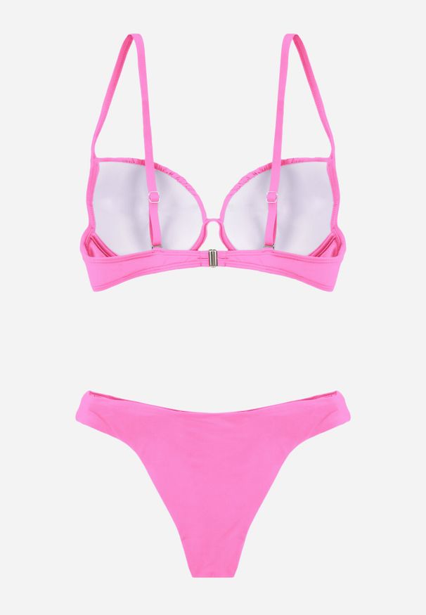 Born2be - Fuksjowe Bikini Marszczony Biustonosz i Klasyczne Majtki Figi Mhyrera. Kolekcja: plus size. Kolor: różowy
