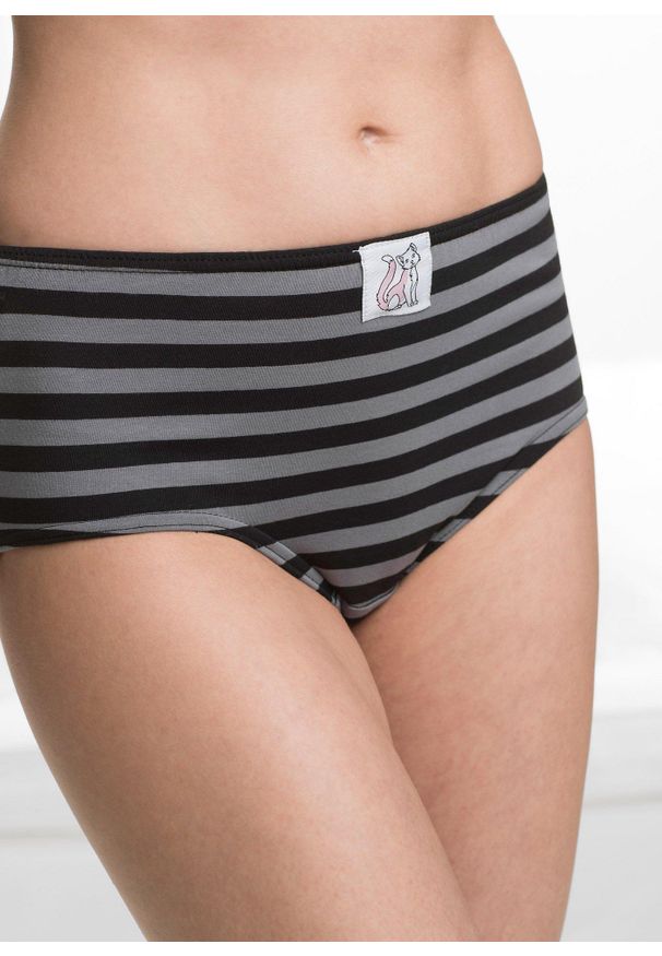 bonprix - Figi maxi (4 pary). Kolor: czerwony. Wzór: nadruk, paski