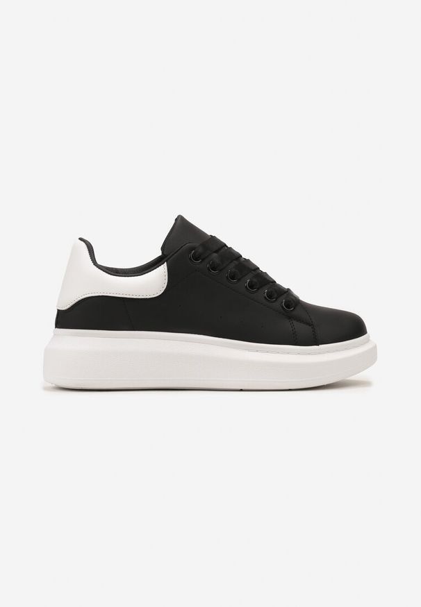 Born2be - Czarno-Białe Sneakersy na Grubej Podeszwie z Okrągłym Noskiem Naubrey. Nosek buta: okrągły. Kolor: czarny