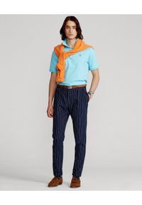 Ralph Lauren - RALPH LAUREN - Niebieska koszulka polo Custom Slim Fit. Okazja: na co dzień. Typ kołnierza: polo. Kolor: niebieski. Materiał: bawełna. Wzór: haft, kolorowy. Styl: casual #4