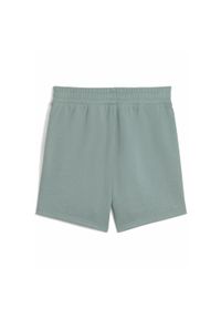 Puma - Damskie szorty z wysokim stanem ESS SCRIPT 5" PUMA Green Moon. Stan: podwyższony. Kolor: zielony