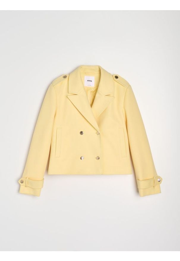 Sinsay - Dwurzędowa kurtka z klapami i pagonami - żółty. Kolor: żółty