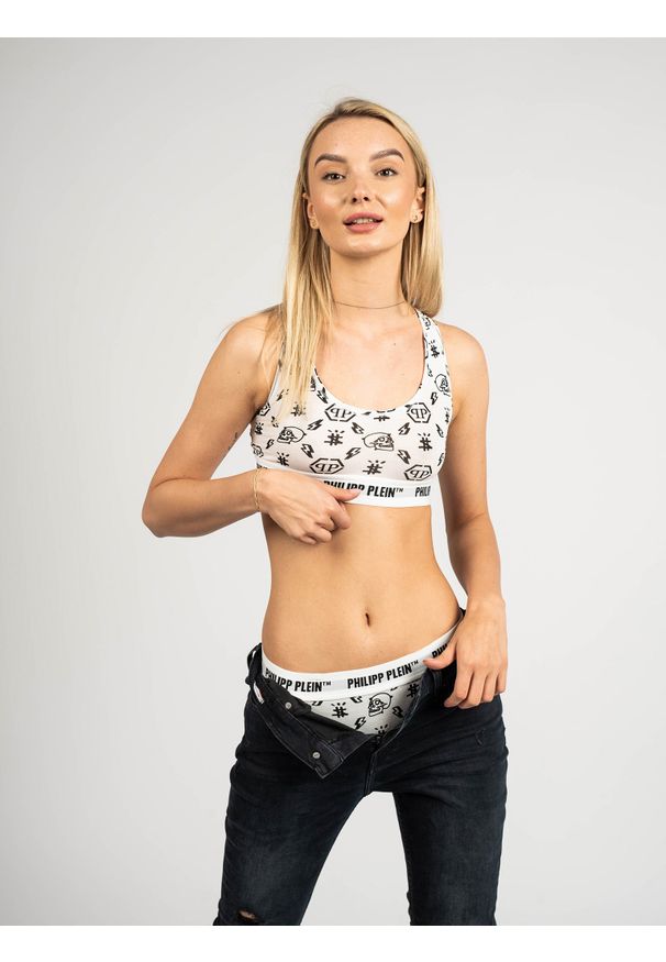 Philipp Plein Stanik "Bi-pack" | DUPT11 I Top Donna Bipack | Kobieta | Biały. Kolor: biały. Materiał: bawełna, elastan. Wzór: nadruk
