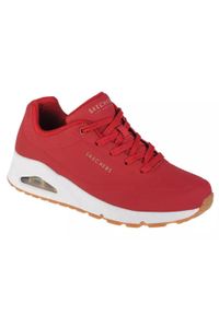 skechers - Buty na co dzień damskie SKECHERS UNO STAND ON AIR eko skóra. Okazja: na co dzień. Kolor: czerwony. Materiał: skóra. Szerokość cholewki: normalna. Wzór: gładki