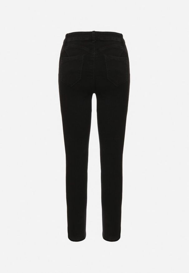 Born2be - Czarne Jeansy o Dopasowanym Kroju z Efektem Push Up Vonnira. Okazja: na co dzień. Kolor: czarny. Styl: elegancki, casual