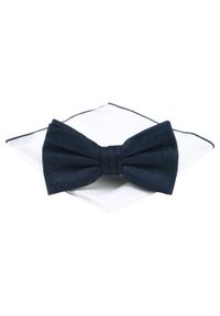 Mucha Męska z Poszetką (Zestaw) - Chattier - Granatowa z Fakturą Materiału. Kolor: niebieski. Materiał: materiał. Styl: sportowy, elegancki
