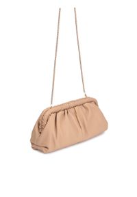 Kazar - Efektowna skórzana torebka z metalową ramą. Kolor: beżowy. Materiał: skórzane #2