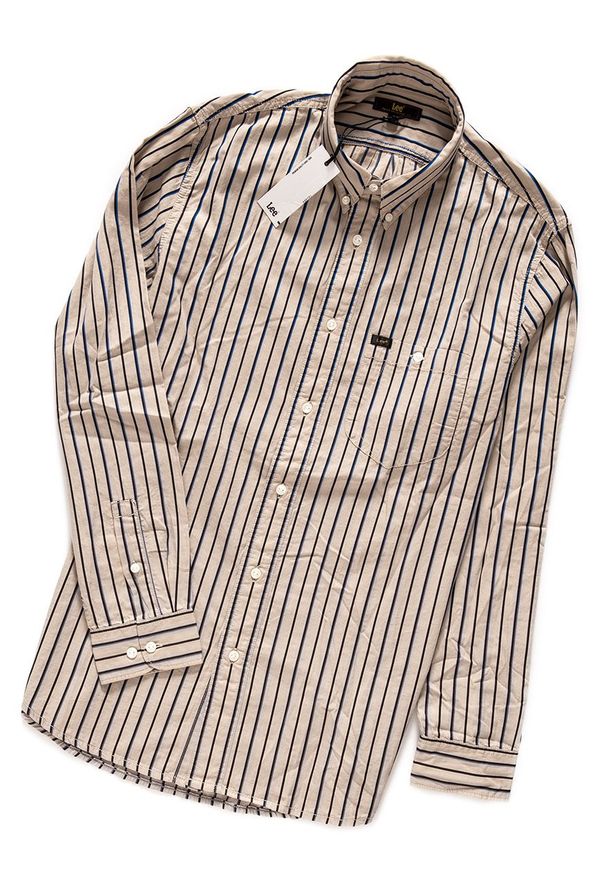 Lee - LEE RIVITED SHIRT DUST BEIGE L66IUELP 112116470. Wzór: paski